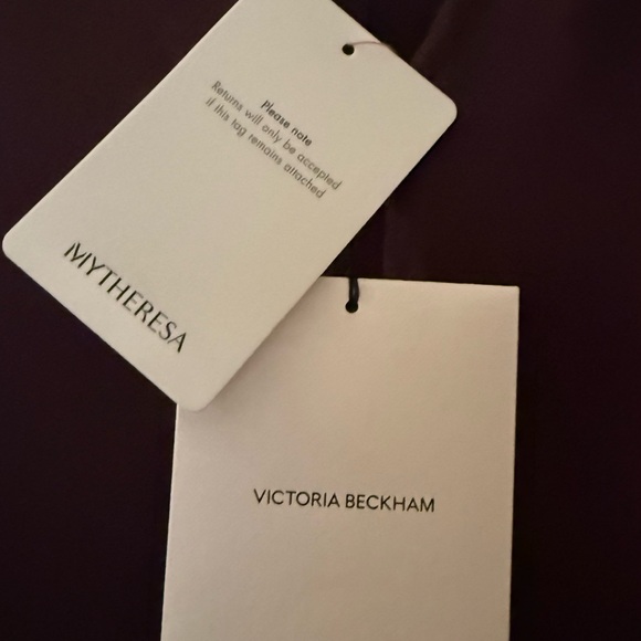 Victoria Beckham Satin Midi Dress in Burgundy/ Fig Color - Picture 9 of 11